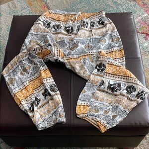 Women's Wide Leg Elephant Print Pants